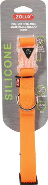 ZOLUX obroża dla psa silikonowa LED wodoodporna pomarańczowa - produkt na opakowaniu