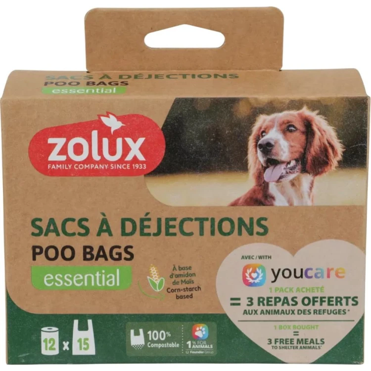 ZOLUX ekologiczne worki na odchody dla psa kompostowalne x12 - opakowanie produktu