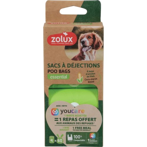 ZOLUX ekologiczne worki na odchody dla psa kompostowalne x4 - opakowanie