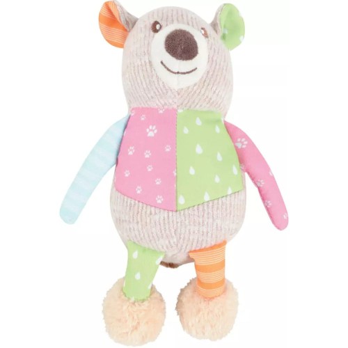 ZOLUX Crazy Jojo pluszowa zabawka dla psa miś z dźwiękiem – beżowy miś z kolorowymi elementami