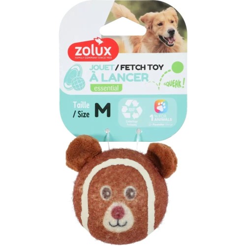 ZOLUX piłka tenisowa dla psa miś z piszczałką rozmiar M w opakowaniu