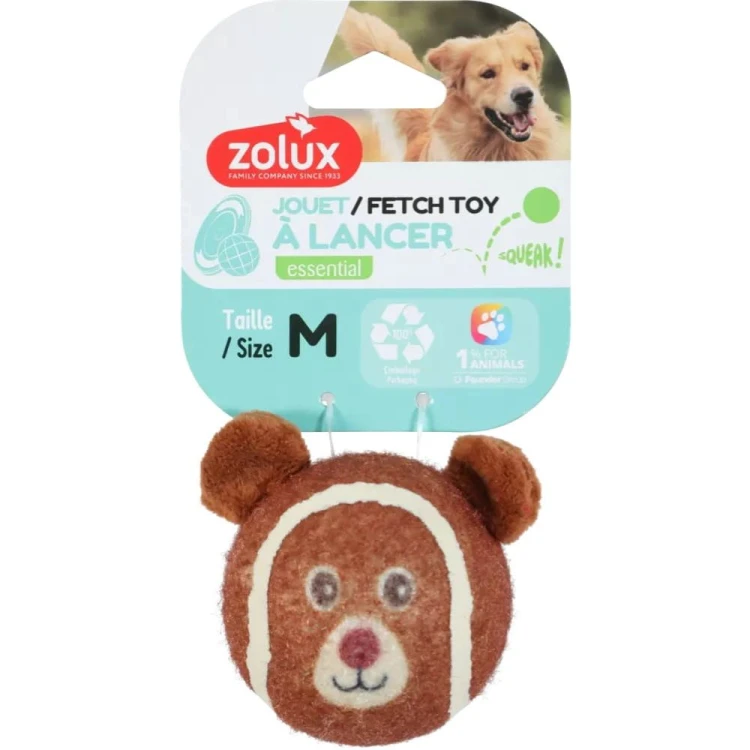 ZOLUX piłka tenisowa dla psa miś z piszczałką rozmiar M w opakowaniu
