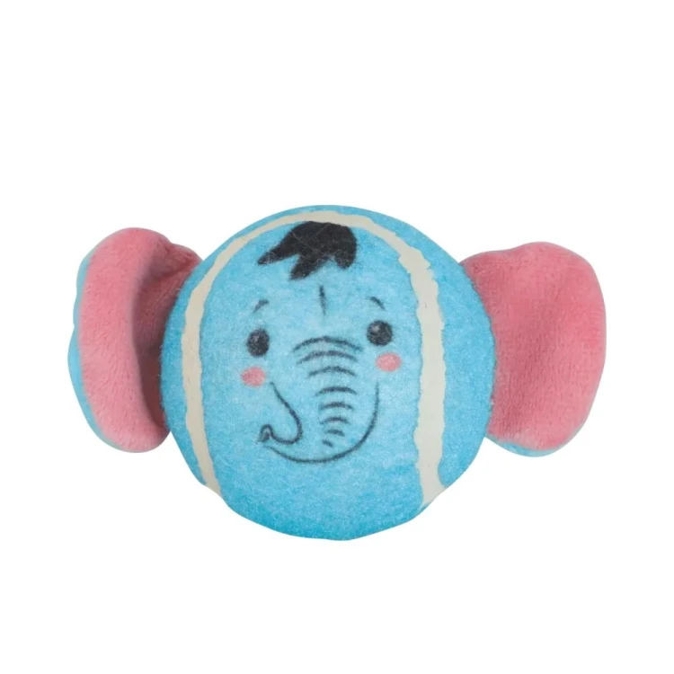 Niebiesko-różowa piłka tenisowa dla psa w kształcie słonia z piszczałką, rozmiar S