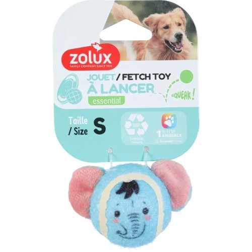 Piłka tenisowa dla psa ZOLUX słoń z piszczałką w opakowaniu, rozmiar S