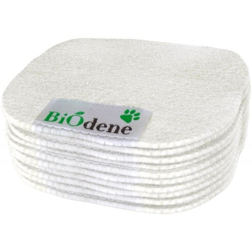 Francodex Biodene wielorazowe płatki kosmetyczne dla zwierząt ułożone w stosie