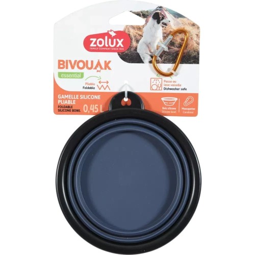 ZOLUX Bivouak składana miska podróżna dla psa niebieska 450 ml – miska w opakowaniu