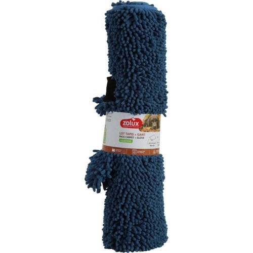 ZOLUX ręcznik z rękawicą z mikrofibry dla psa do suszenia niebieski 90 x 60 cm - widok produktu w rolce