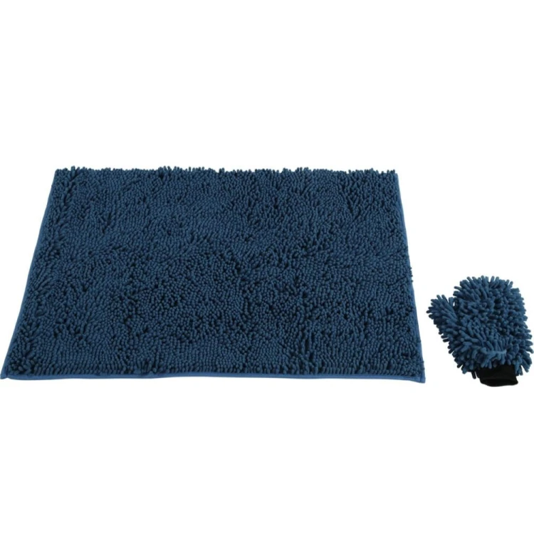 ZOLUX ręcznik z rękawicą z mikrofibry dla psa do suszenia niebieski 90 x 60 cm - ręcznik i rękawica