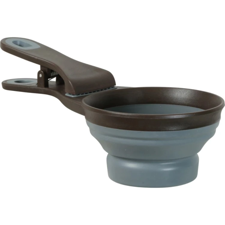 ZOLUX miarka 2w1 z klipsem do karmy M szara 237 ml - widok z boku