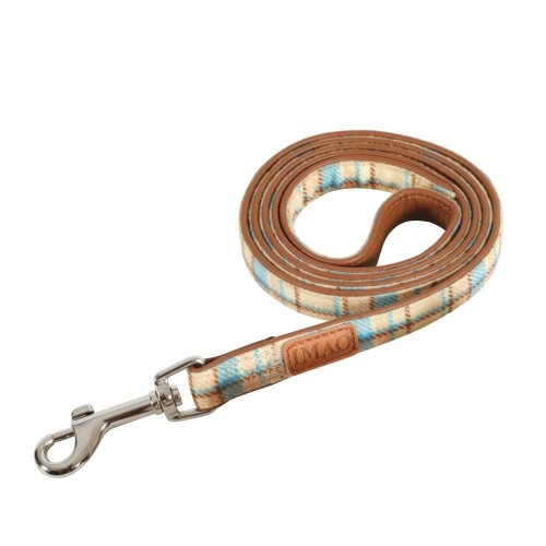 Smycz dla psa w szkocką kratę z metalowym zapięciem