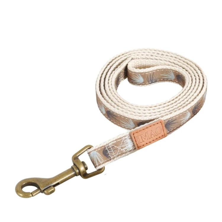 Brązowa smycz dla psa ZOLUX IMAO Taiga 25 mm x 1,2 m z metalowym karabińczykiem na białym tle