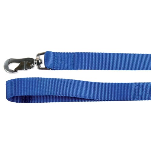 Niebieska smycz taśmowa dla psa z metalowym karabińczykiem