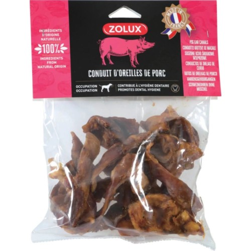 ZOLUX ucho wewnętrzne wieprzowe kawałki dla psa w przezroczystym opakowaniu