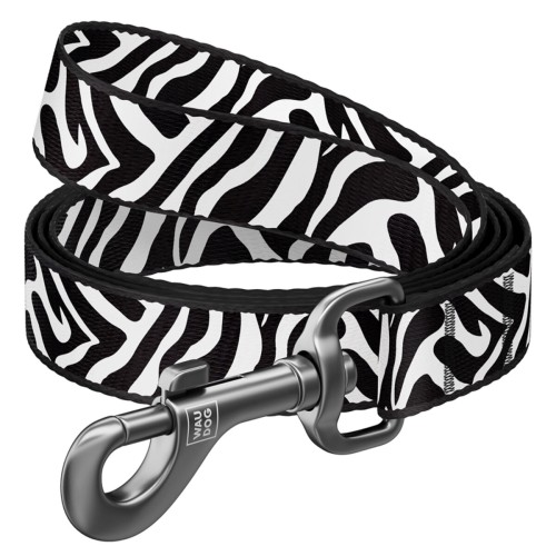 Smycz dla psa WAUDOG Nylon we wzorze Zebra z metalowym karabińczykiem