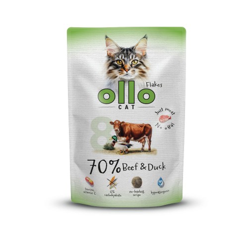 Ollo Cat nr 8 Wołowina i Kaczka 85 g – saszetka karmy dla kota