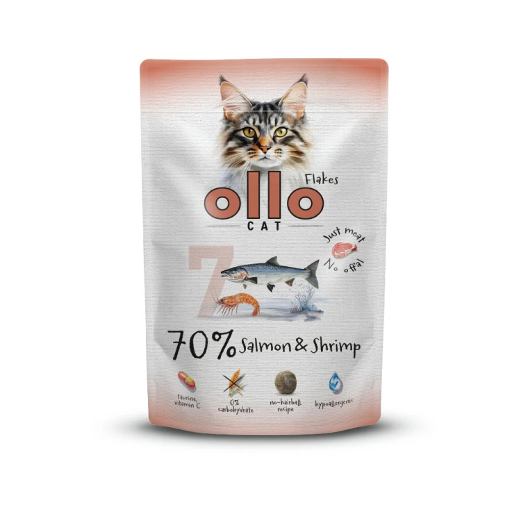 Ollo Cat nr 7 Łosoś i Krewetki 85 g – saszetka mokrej karmy dla kota