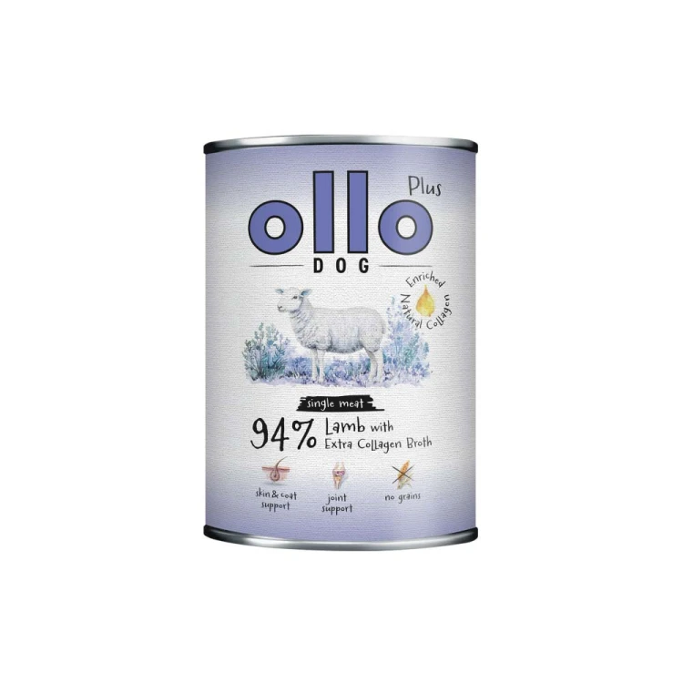 Puszka Ollo Plus Dog Lamb with Extra Collagen Broth