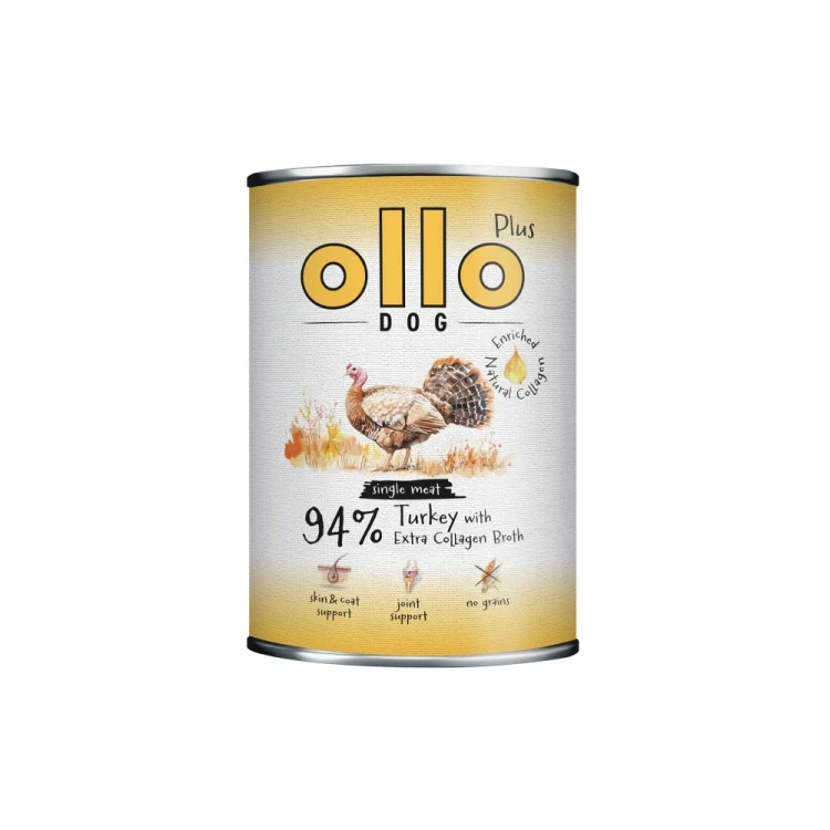 Ollo Plus Kolagen Indyk 400 g – puszka mokrej karmy dla psa