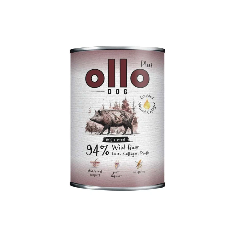 Ollo Plus Kolagen Dzik – puszka mokrej karmy dla psa