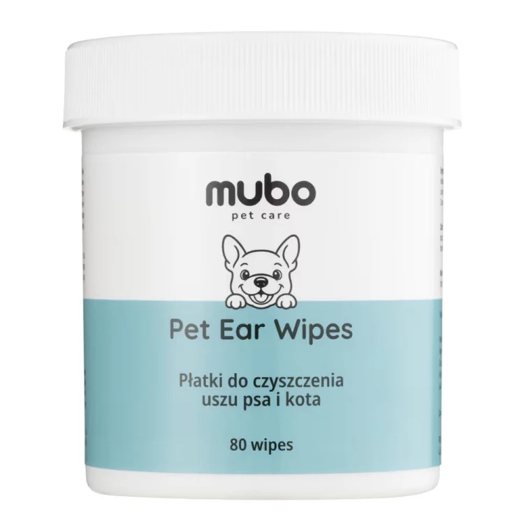 Mubo Pet Ear Wipes 80 szt. – opakowanie płatków do czyszczenia uszu psa i kota