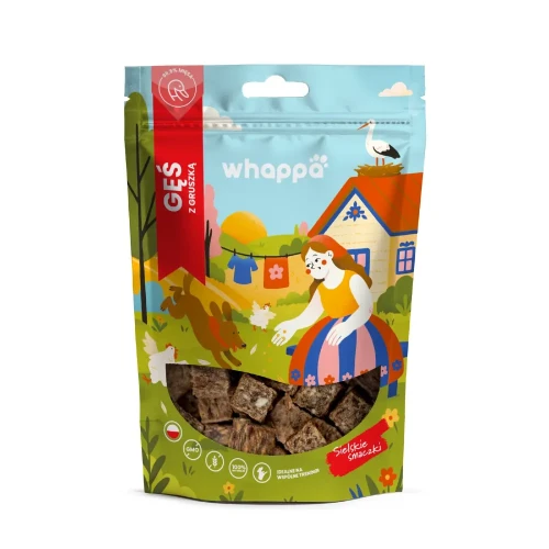 Whappa Monoproteinowe kostki treningowe dla psa Gęś z gruszką 70 g w opakowaniu