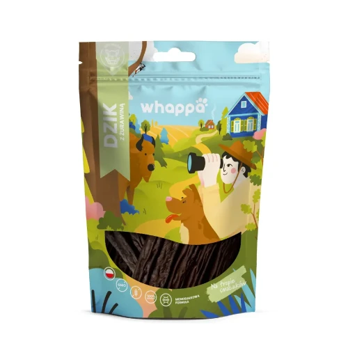 Whappa monoproteinowe kabanosy dla psa Dzik z żurawiną 70 g w opakowaniu