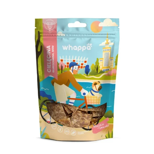 Whappa Funkcjonalne paski dla psa z cielęciną, MSM i glukozaminą 70 g – opakowanie