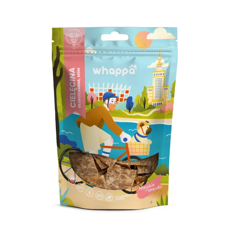 Whappa Funkcjonalne paski dla psa z cielęciną, MSM i glukozaminą 70 g – opakowanie