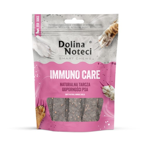 Opakowanie Dolina Noteci Smart Chews Immuno Care 7 szt. z widocznymi suszonymi przysmakami dla psa