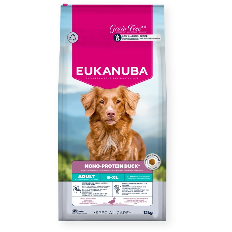 Opakowanie EUKANUBA Special Care Mono-Protein Duck 12 kg dla dorosłych psów