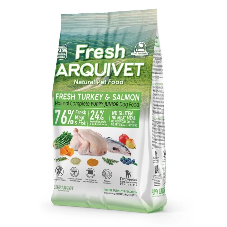 Arquivet Fresh Puppy Junior Indyk i Łosoś 2,5 kg – opakowanie karmy dla szczeniąt