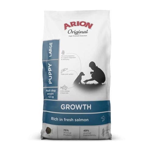 Arion Original Growth Puppy Large 12 kg – opakowanie karmy dla szczeniąt dużych ras z łososiem