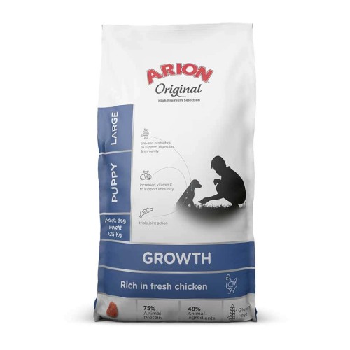 Arion Original Growth Puppy Large karma z kurczakiem dla szczeniąt dużych ras – opakowanie produktu