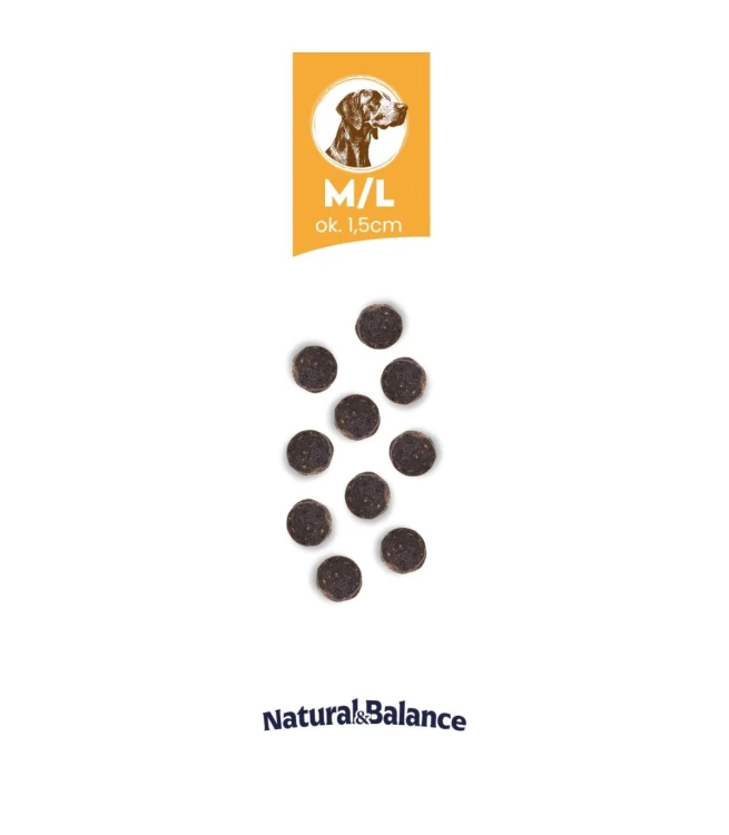 Granulki Baltica Natural & Balance dla psów M/L o wielkości około 1,5 cm