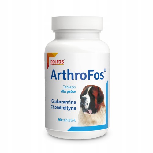 Dolfos ArthroFos 90 tabletek – opakowanie preparatu dla psów z glukozaminą i chondroityną