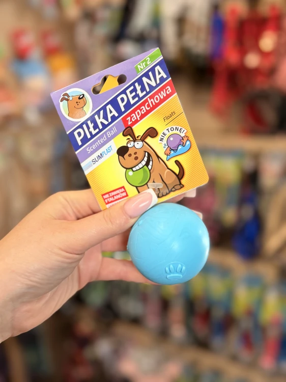 Sum-Plast Piłka Pełna nr 2 dla psa 6 cm w przykładowym niebieskim kolorze