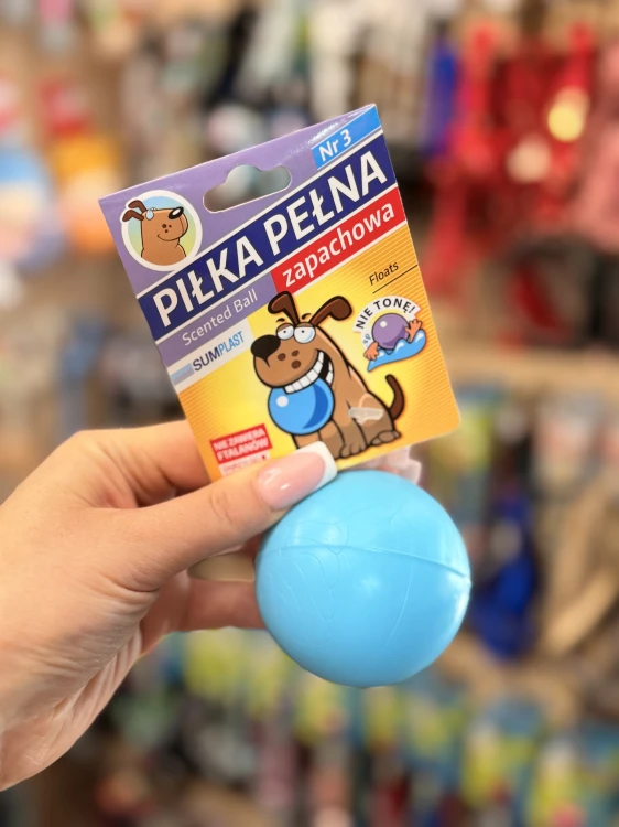 Zapachowa piłka Sum-Plast nr 3 dla psa w niebieskim kolorze