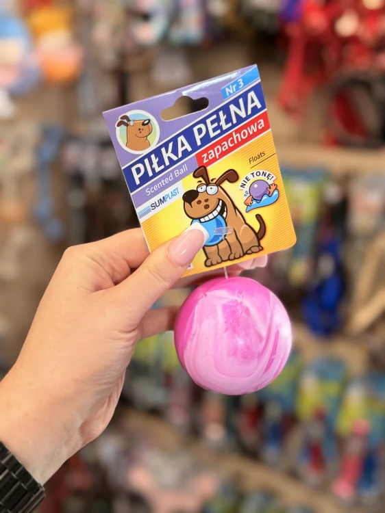 Sum-Plast Piłka Pełna nr 3 zapachowa dla psa – różowa piłka 7 cm