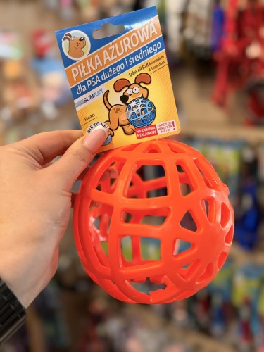Sum-Plast ażurowa piłka dla psa 14 cm w pomarańczowym kolorze
