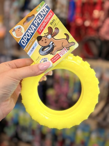 Sum-Plast Opona Pełna nr 2 żółta zapachowa zabawka dla psa 15 cm