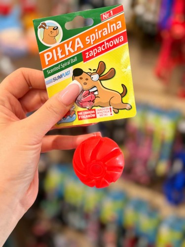 Sum-Plast Piłka Spiralna nr 1 z opakowaniem i przykładową czerwoną piłką
