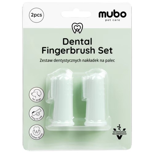 Mubo Dental Fingerbrush Set – opakowanie zestawu dwóch nakładek na palec do czyszczenia zębów