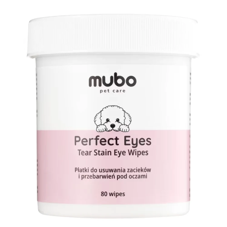 Mubo Perfect Eye Tear Stain Eye Wipes 80 szt. – opakowanie płatków na zacieki pod oczami psa i kota