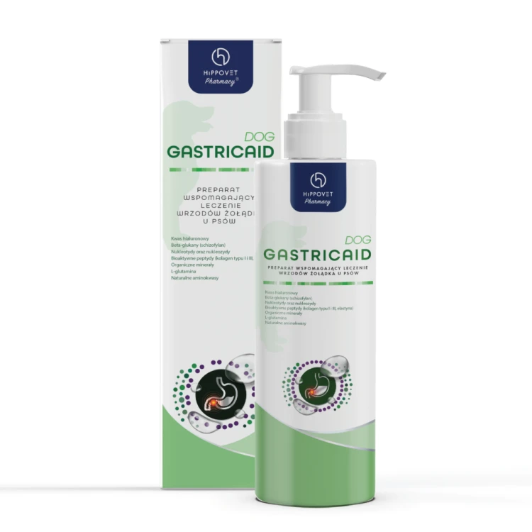 Hippovet Pharmacy GastricAid Dog 250 ml – butelka z pompką i opakowanie