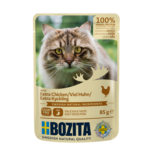 Bozita karma mokra dla kota kawałki w sosie z kurczakiem 85 g – opakowanie produktu