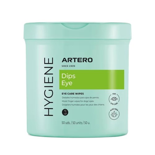 Artero Dips Eye Hygiene – nawilżane chusteczki do czyszczenia oczu psa z aloesem, 50 sztuk, opakowanie.
