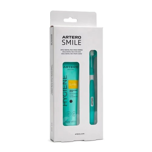Artero Smile Dental Pack – zestaw do mycia zębów psa, pasta do zębów 50 g i szczoteczka, opakowanie.