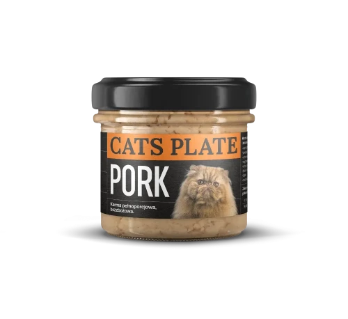 Cats Plate Pork 100 g – słoik monobiałkowej mokrej karmy dla kota z wieprzowiną