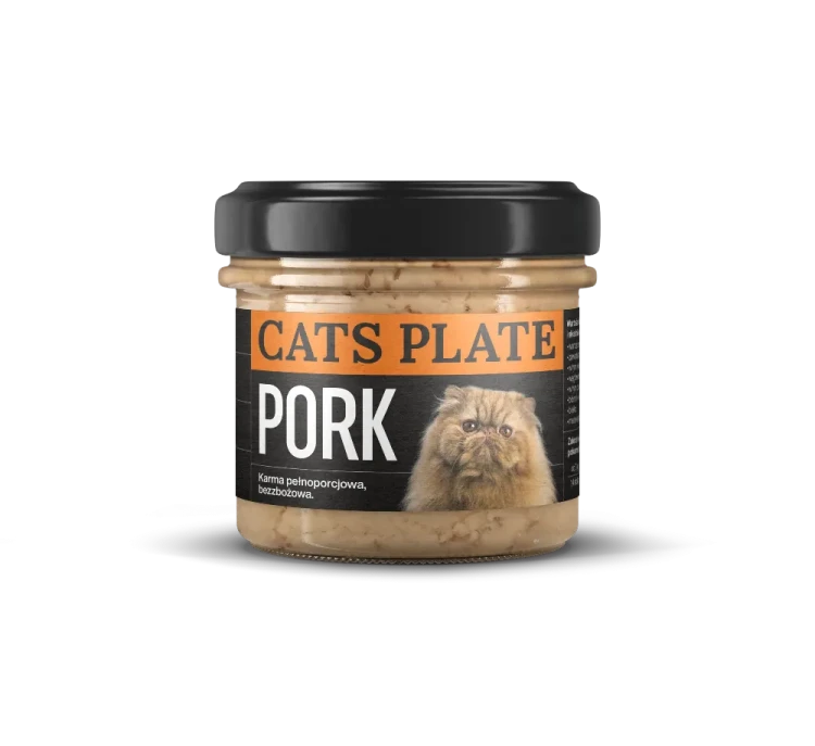 Cats Plate Pork 100 g – słoik monobiałkowej mokrej karmy dla kota z wieprzowiną