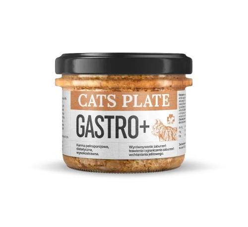 Cats Plate Vet Gastro+ 180 g – słoik specjalistycznej mokrej karmy dla kota z mięsem kangura